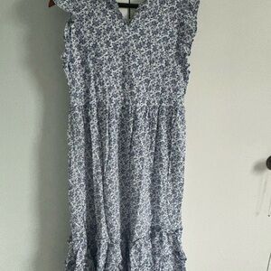 Universal Thread Blue and White Ruffled Maxi Sundress